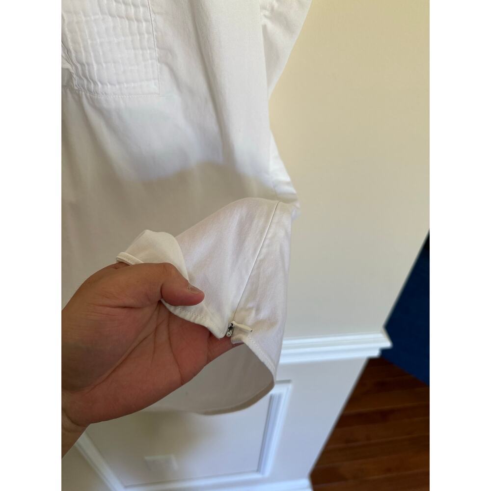 Y2K Office Siren Ruffle Preppy Sleeveless Blouse White Banana Republic Summer- 8 - Picture 5 of 8